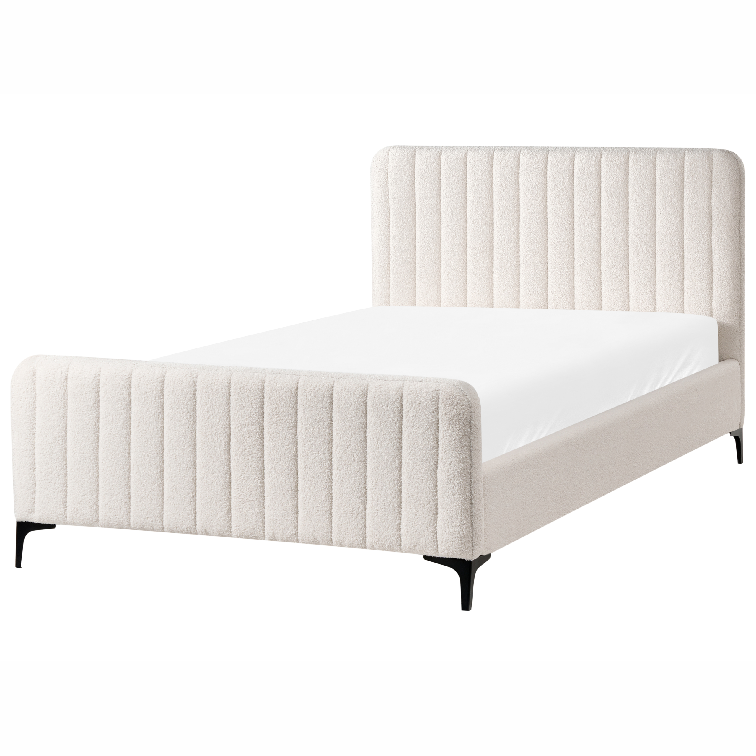Säng med lamellram Bouclé LUNAN 120 x 200 cm Off-White