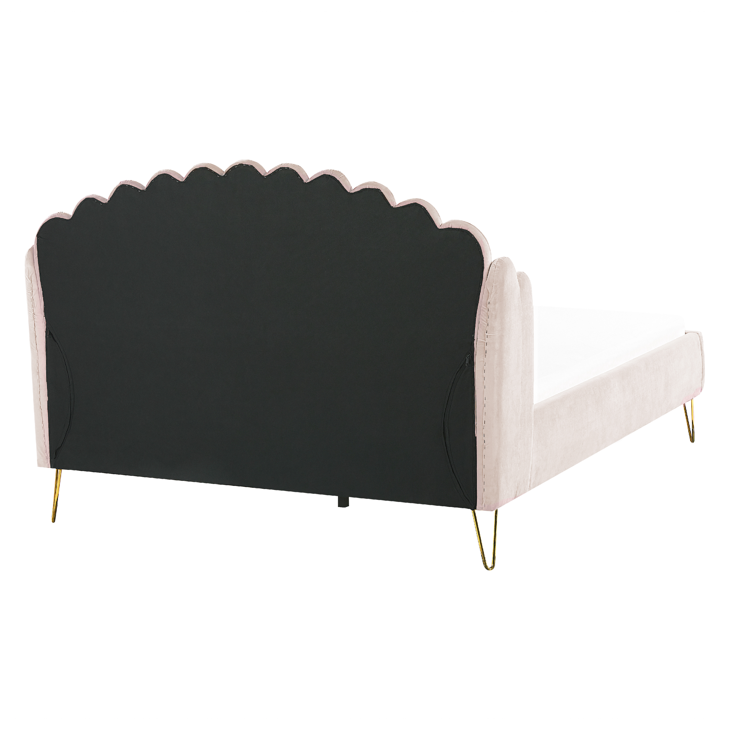 Säng med lamellram Sammet AMBILLOU 160 x 200 cm Ljusbeige