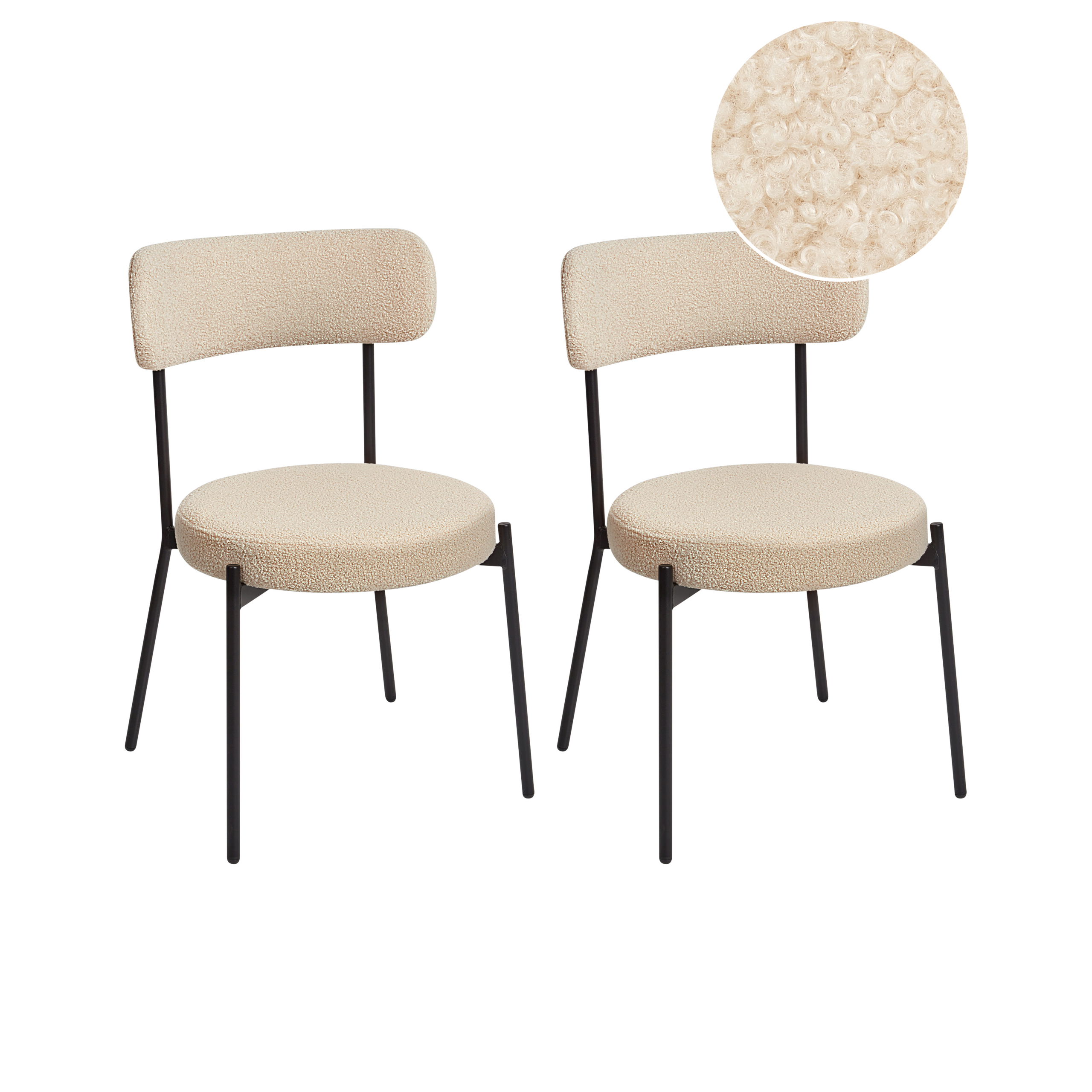 Set med 2 matstolar ALLISON Bouclé Ljusbeige