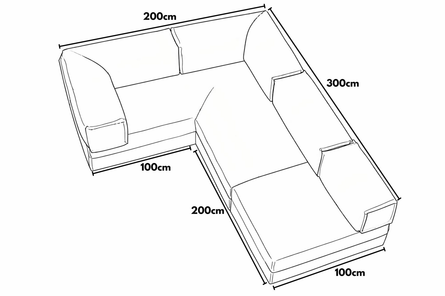 Norda Design Hörnbäddsoffa Kanyon 100 x 300 x 36 cm