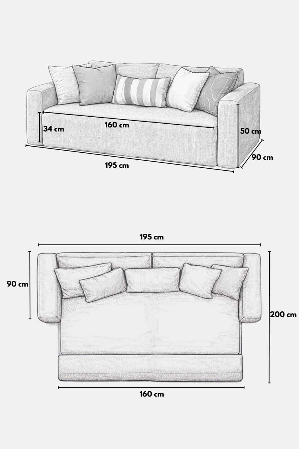 Norda Design 2-sits bäddsoffa Wello Double 70 x 160 x 35 cm