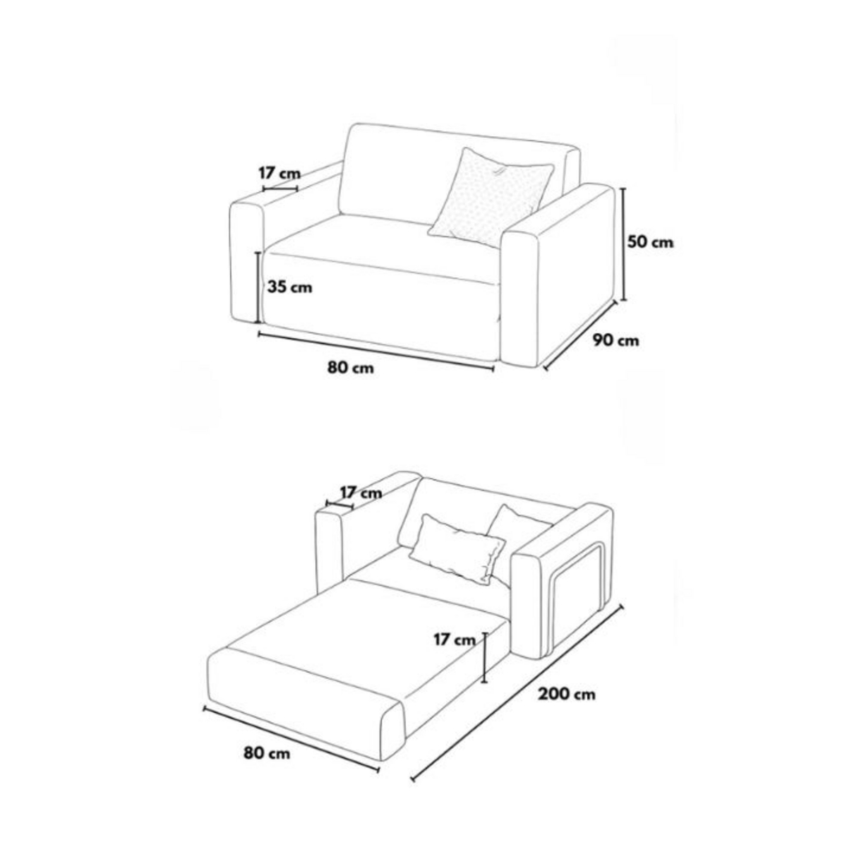 Norda Design 1-sits bäddsoffa Wello Single 70 x 80 x 35 cm