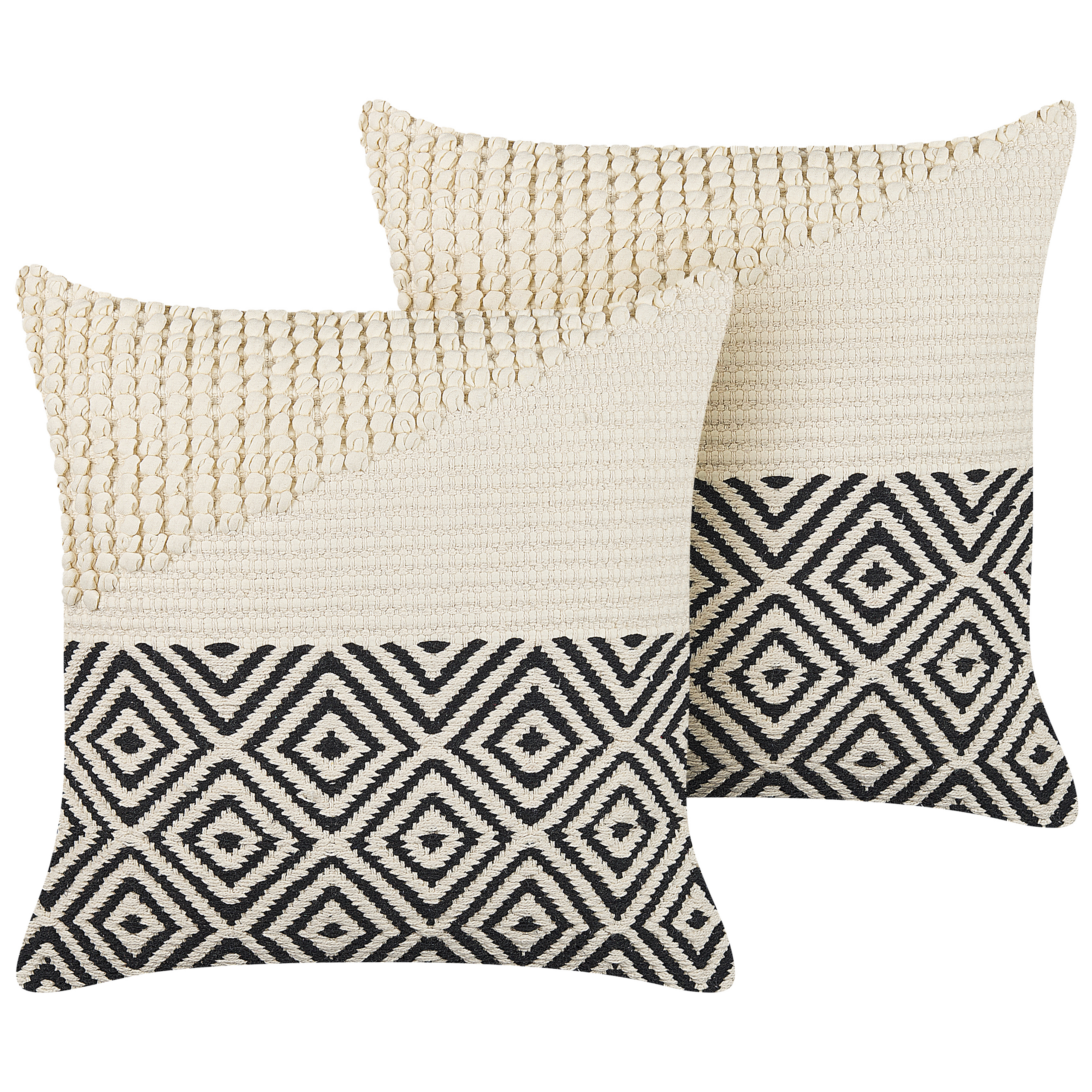 Set med 2 prydnadskuddar CALANTHE 45 x 45 cm Bomull Beige Geometriskt tryck