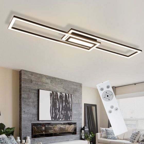 NETTLIFE LED - taklampa, svart Taklampa, modern, geometrisk, dimbar Takbelysning Med fjärrkontroll