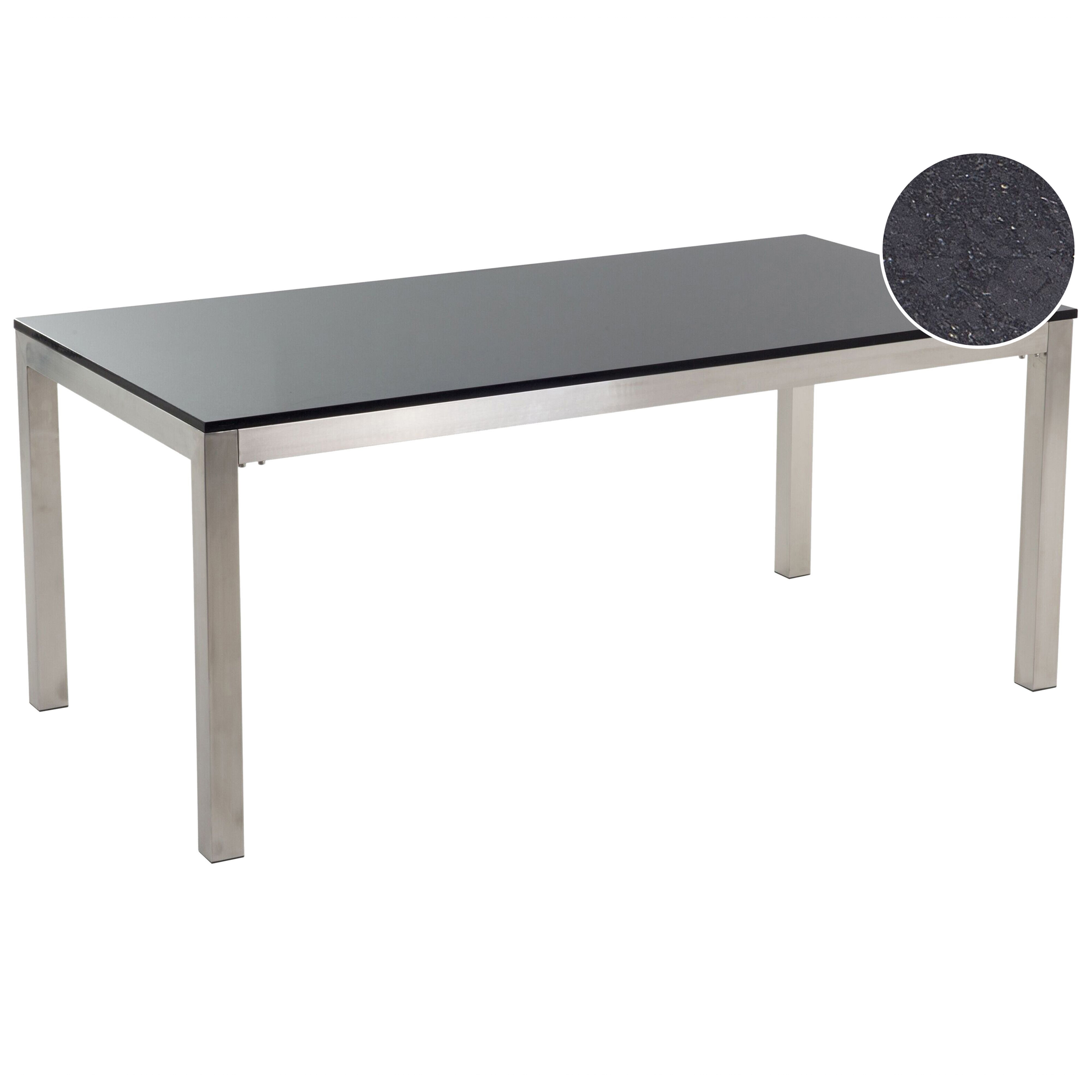 Trädgårdsmatbord GROSSETO 180 cm 90 cm Granit Polerad Svart