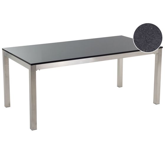 Trädgårdsmatbord GROSSETO 180 cm 90 cm Granit Polerad Svart