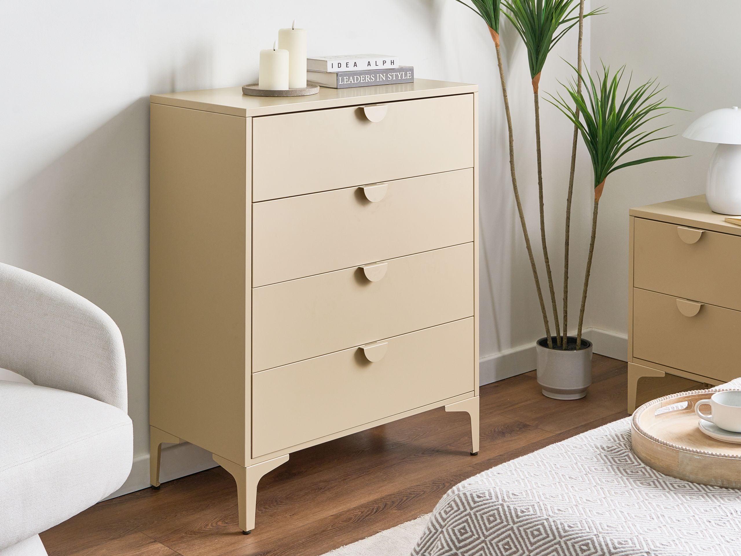 Byrå med 4 lådor ARDURA Metall Beige