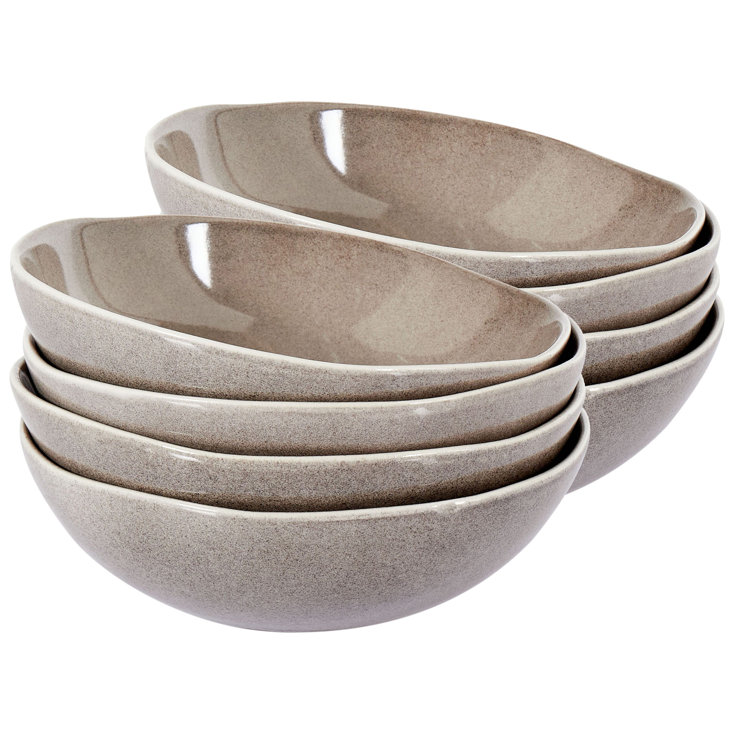 Set med 8 djupa tallrikar COSTMARY Stengods Grå 19 cm