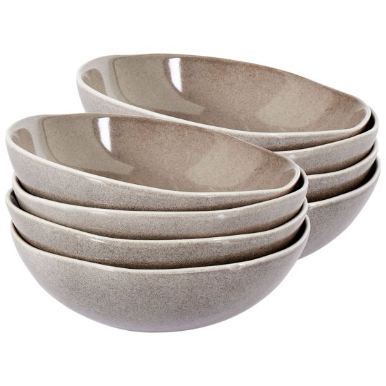 Set med 8 djupa tallrikar COSTMARY Stengods Grå 19 cm