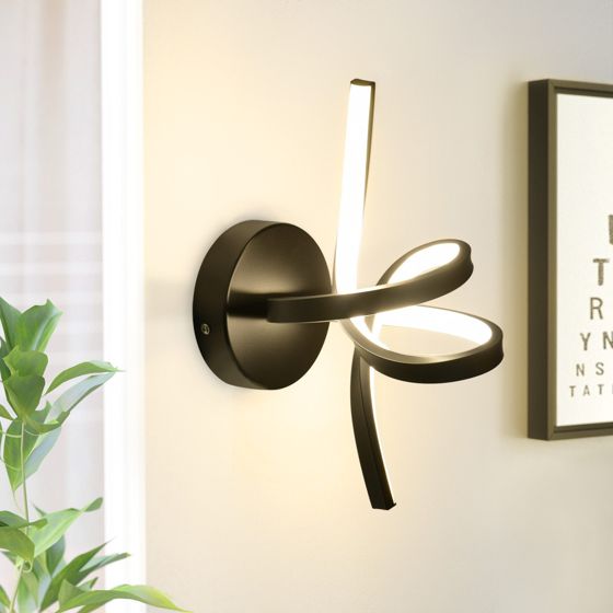 NETTLIFE LED - vägglampa svart för inomhusbruk, 7W, varmvit, 3000K, modern, trappuppgång, aluminium
