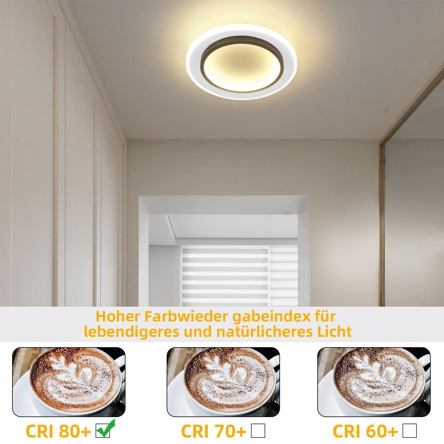 NETTLIFE LED - taklampa vit 14W rund, hallbelysning 3000K varmvit modern, 235 cm