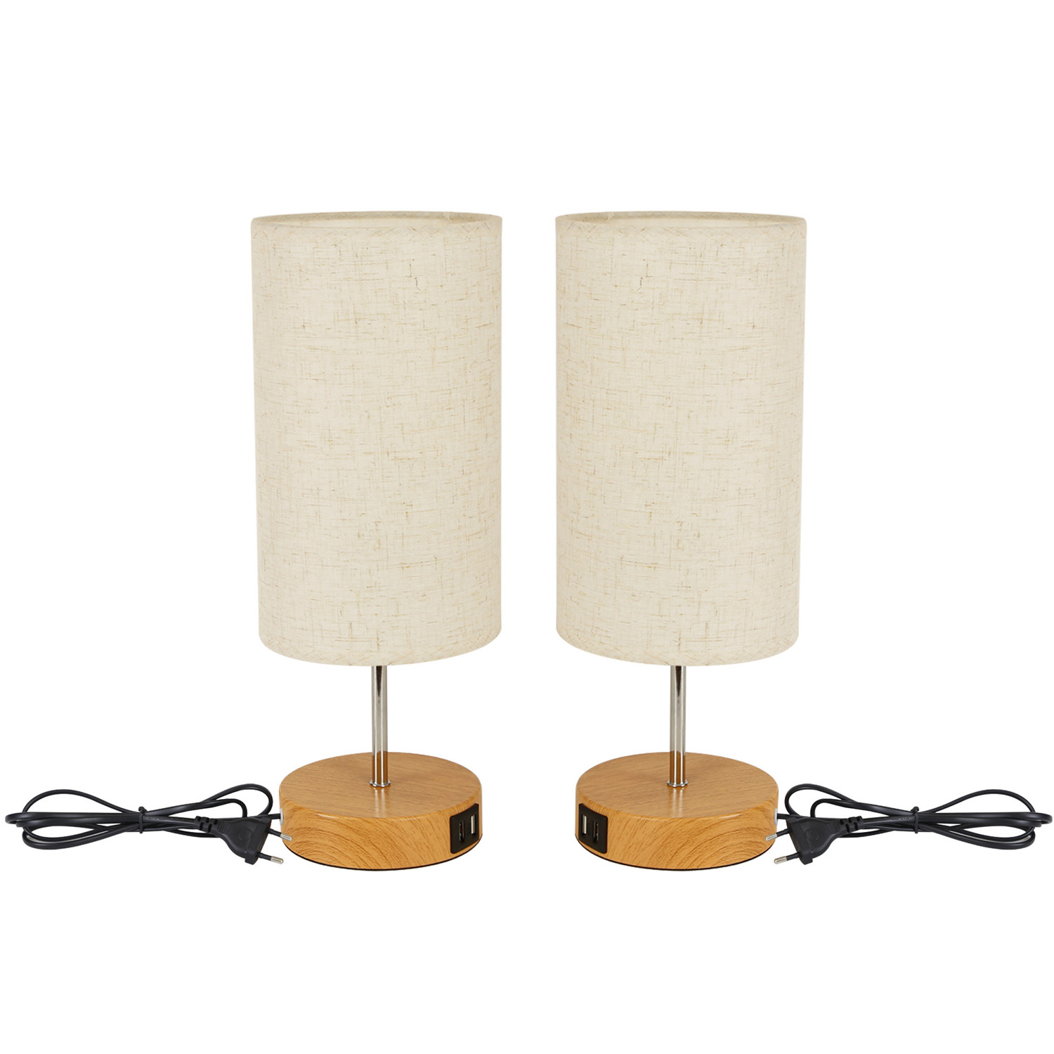 NETTLIFE Dimbar bordslampa med touchfunktion, E27, sänglampa, vardagsrum, modern tygskärm