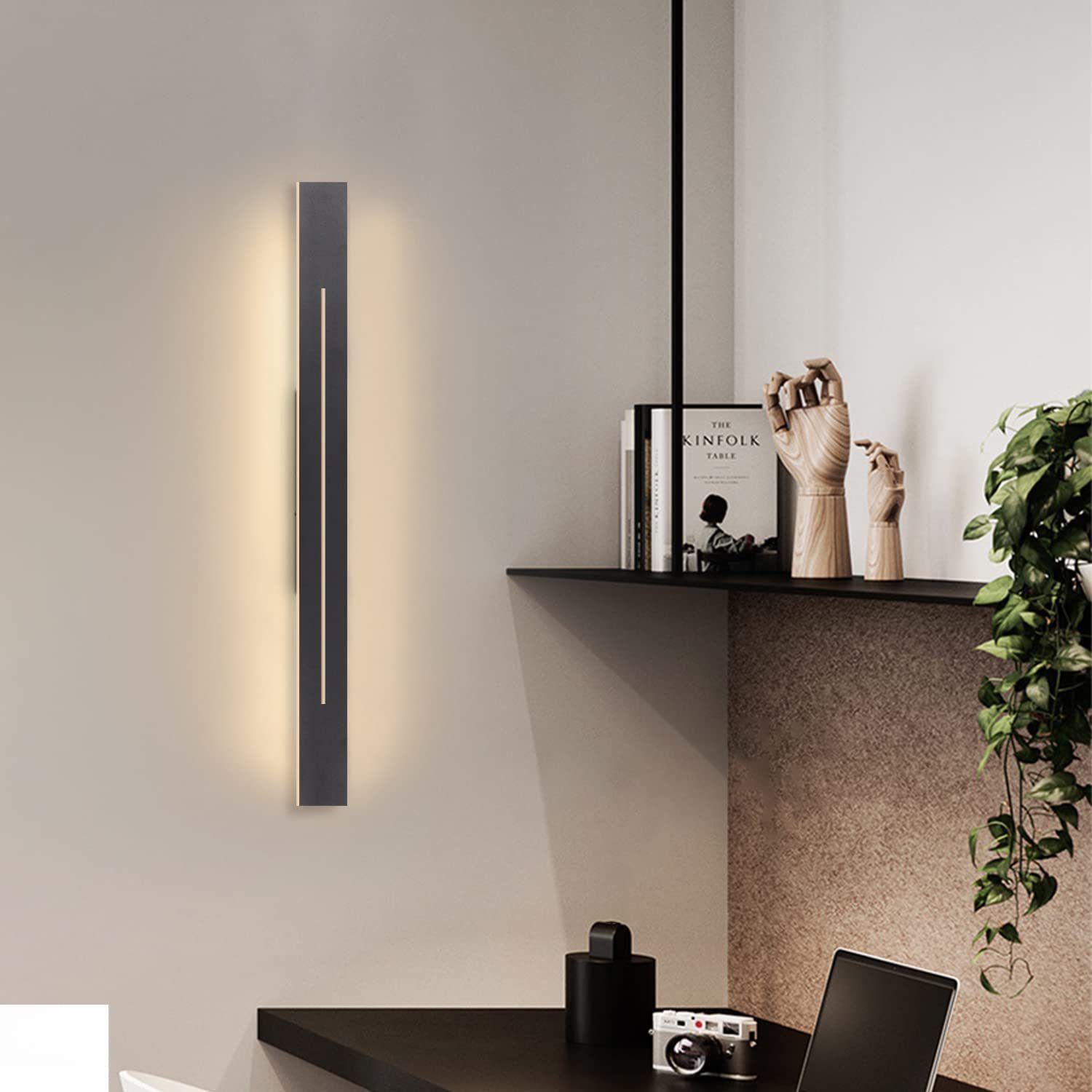 NETTLIFE LED - vägglampa, för inomhusbruk - modern, halllampa, 60 cm, vardagsrumslampa, 20 W, halllampa, för sovrum svart