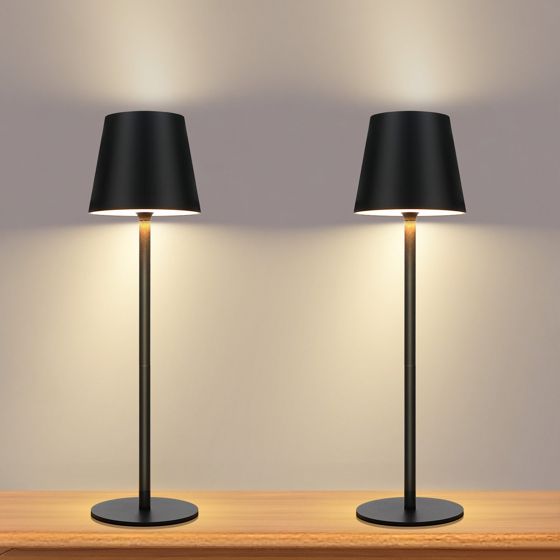 NETTLIFE Batteridriven bordslampa, trådlös nattlampa - 2600mha LED-bordslampa, 2 uppladdningsbara touch-dimbara USB-portar