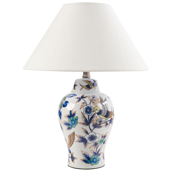 Bordslampa MORACA Porslin Vit/ Blå