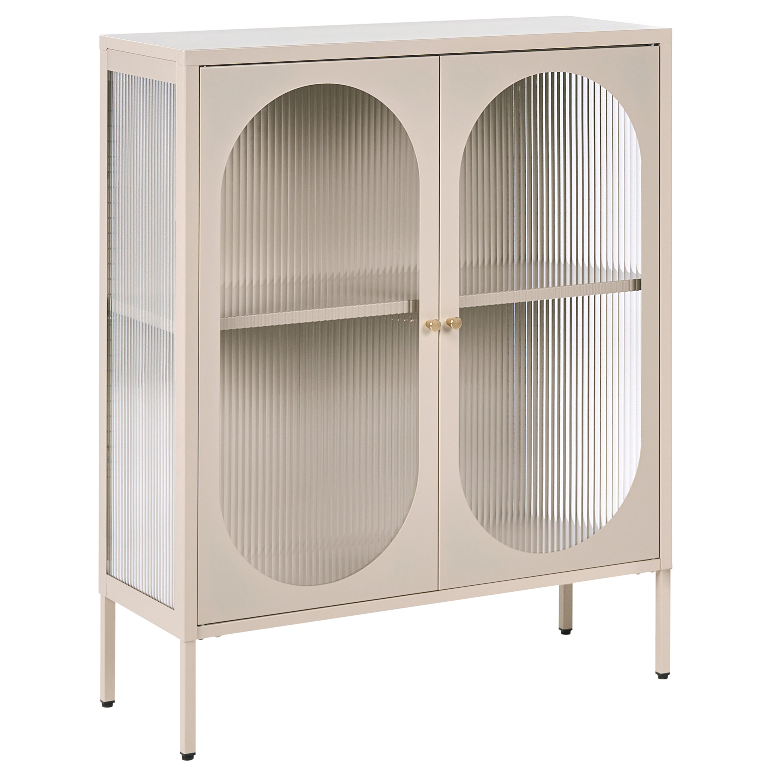 Vitrinskänk i glas SARRE 90 cm Metall Beige