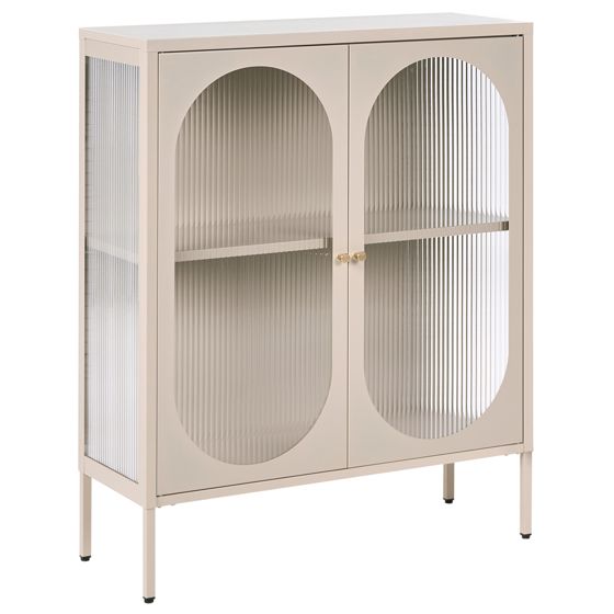 Vitrinskänk i glas SARRE 90 cm Metall Beige