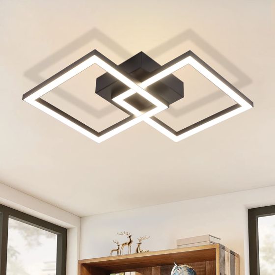 NETTLIFE Square, LED-taklampa, svart, 24W, 4000K, neutralvit, modern kökslampa