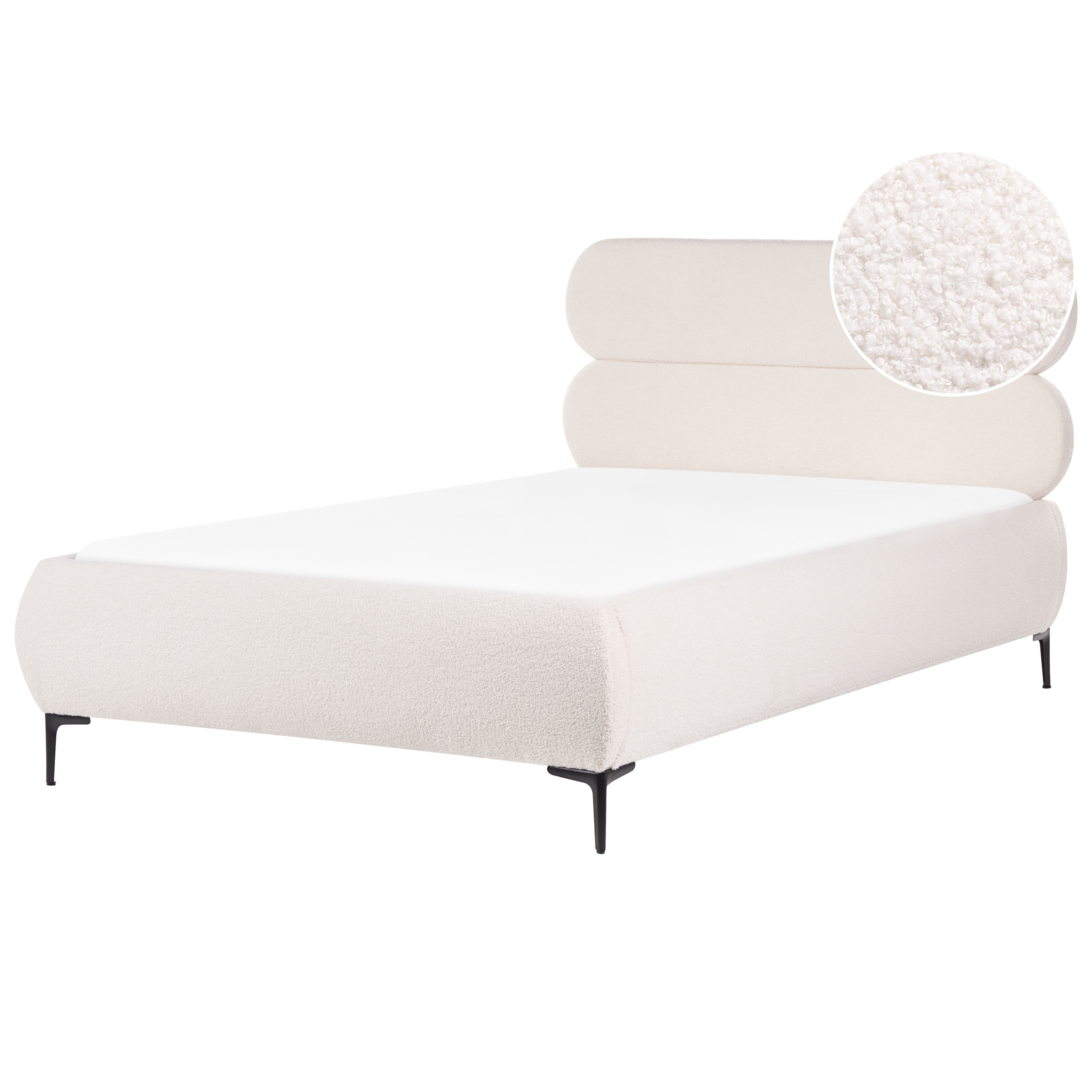 Säng med lamellram Bouclé LESSAY 120 x 200 cm Off-White