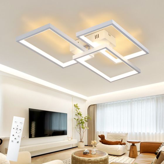 NETTLIFE vit metall LED-taklampa 72W 80cm modern dimbar rektangulär för vardagsrum sovrum andra utrymmen