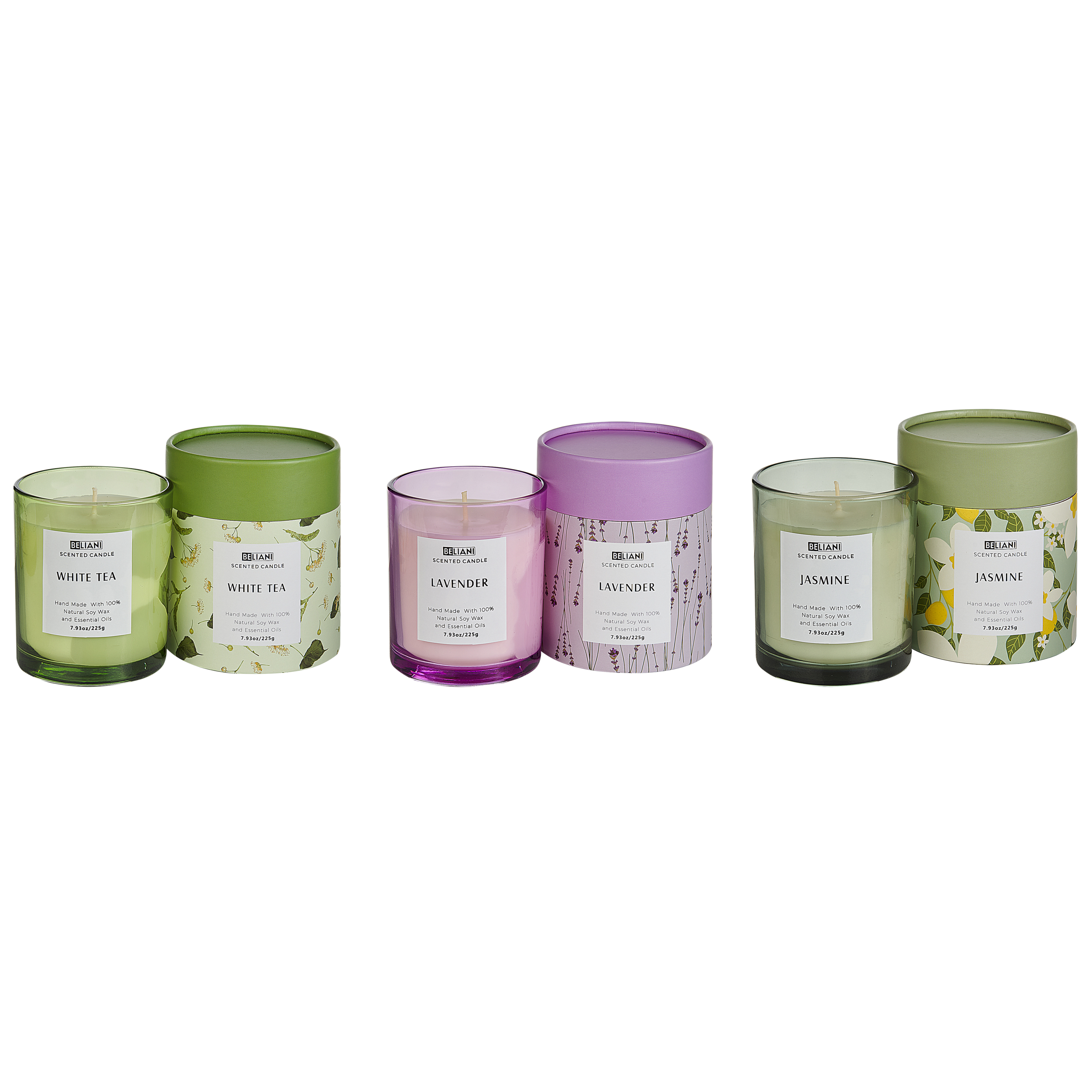 Doftljus 3-pack COLORFUL BARREL Sojavax Friska doftnoter Blommiga doftnoter