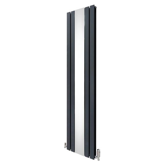 Platt spegelradiator med ventiler - 1800 mm x 425 mm - antracitgrå
