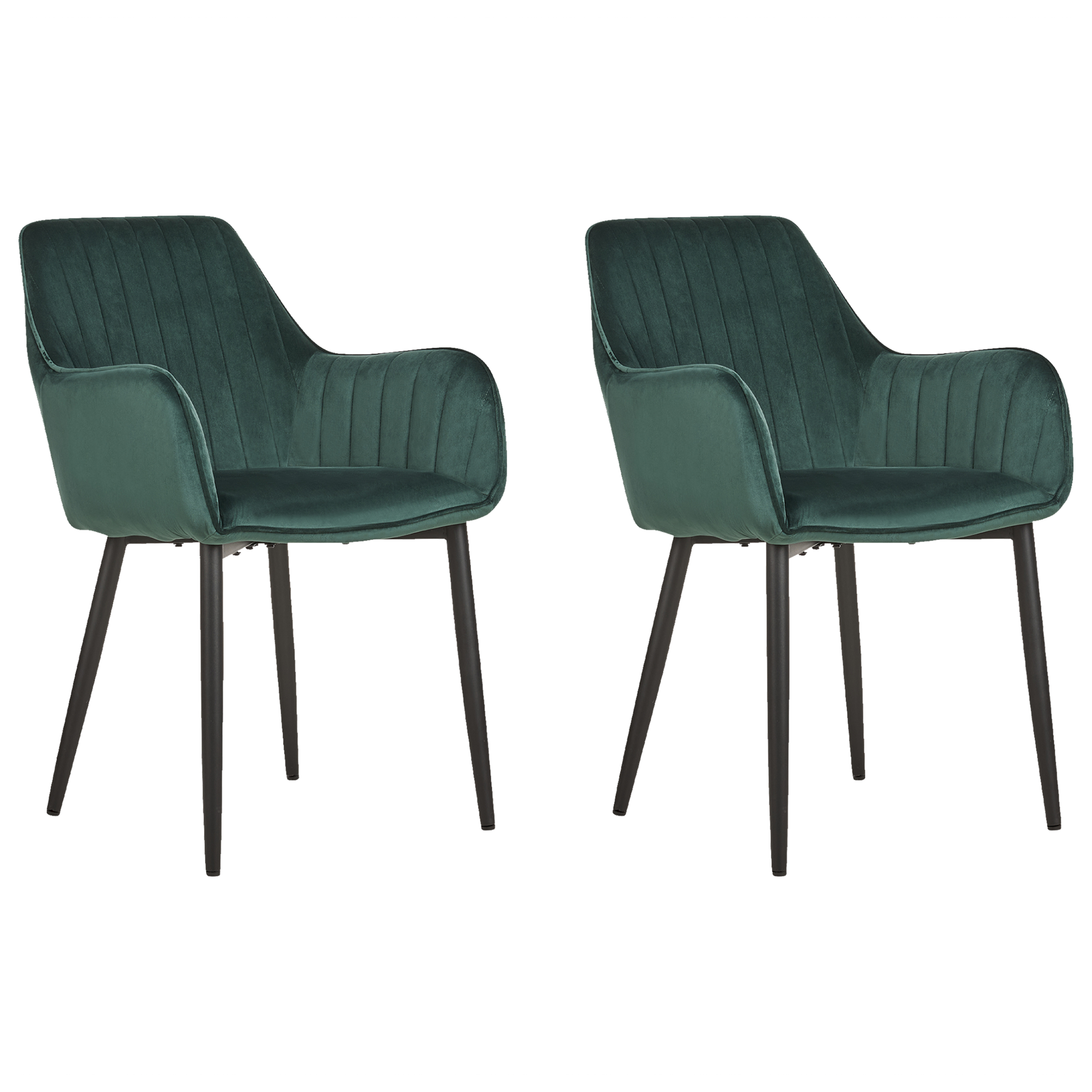 Set med 2 matstolar WELLSTON Sammet Mörkgrön