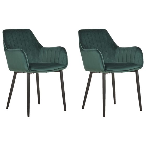 Set med 2 matstolar WELLSTON Sammet Mörkgrön