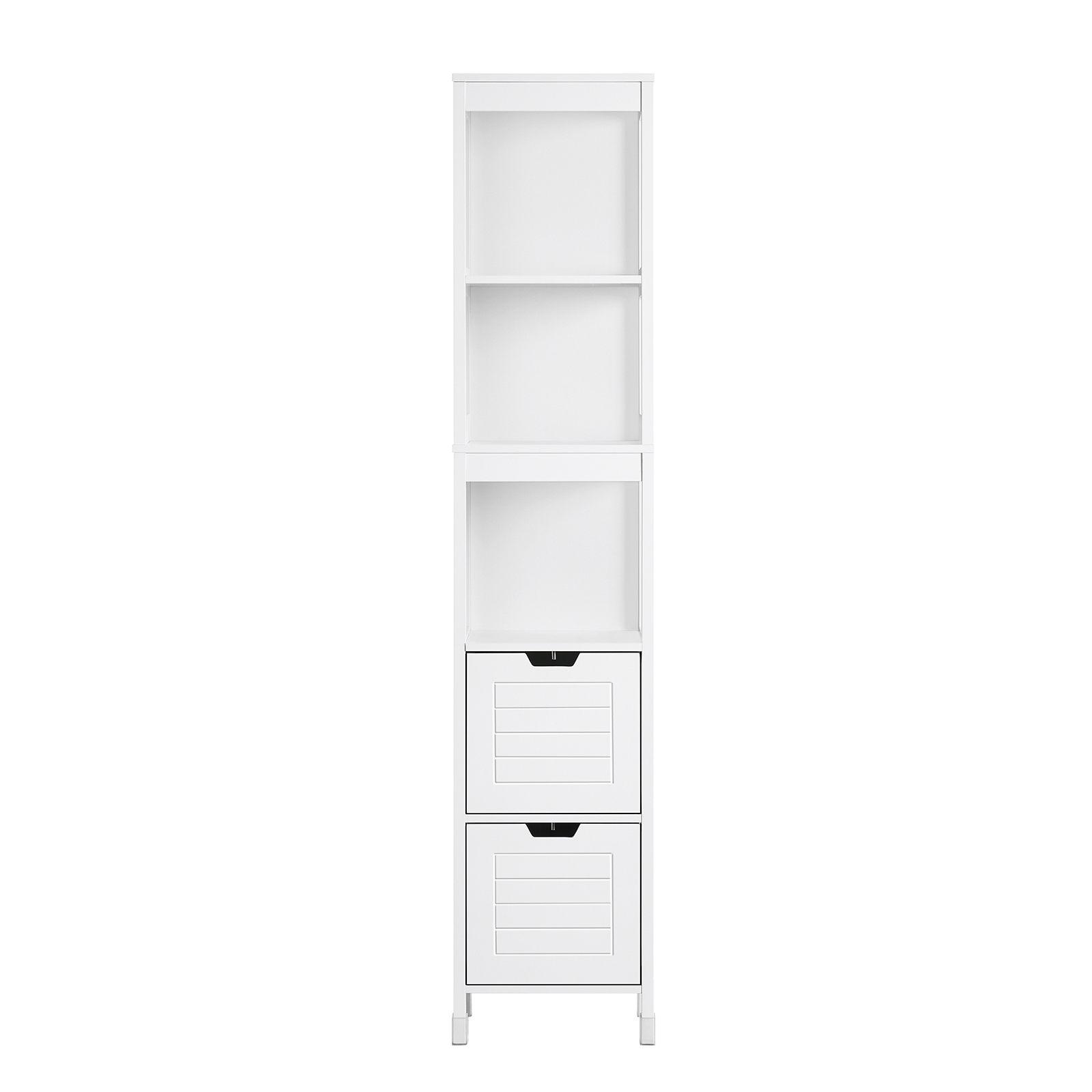 SoBuy Högskåp med 2 korgar, Badrumshylla, vit, FRG126-W