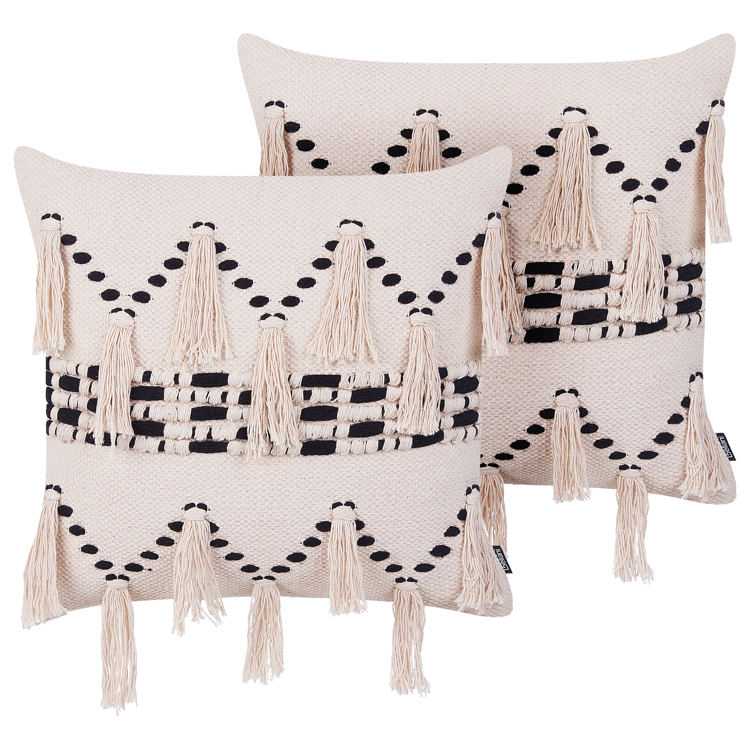 Set med 2 prydnadskuddar THONDI 45 x 45 cm Bomull Beige Randigt