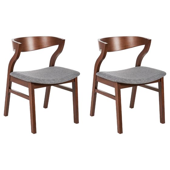 Set med 2 matstolar MAROA Trä Ljusgrå