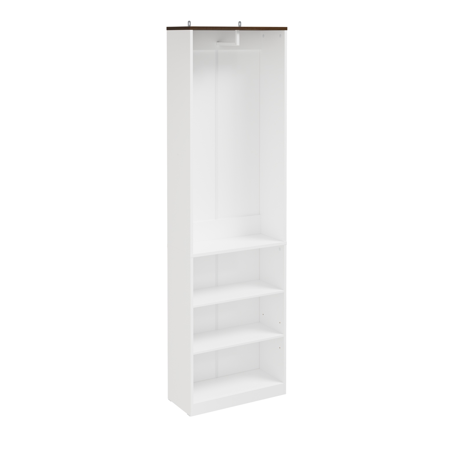 Skåp med klädhängare och hyllor vit 55x25x187 cm KSB02-W
