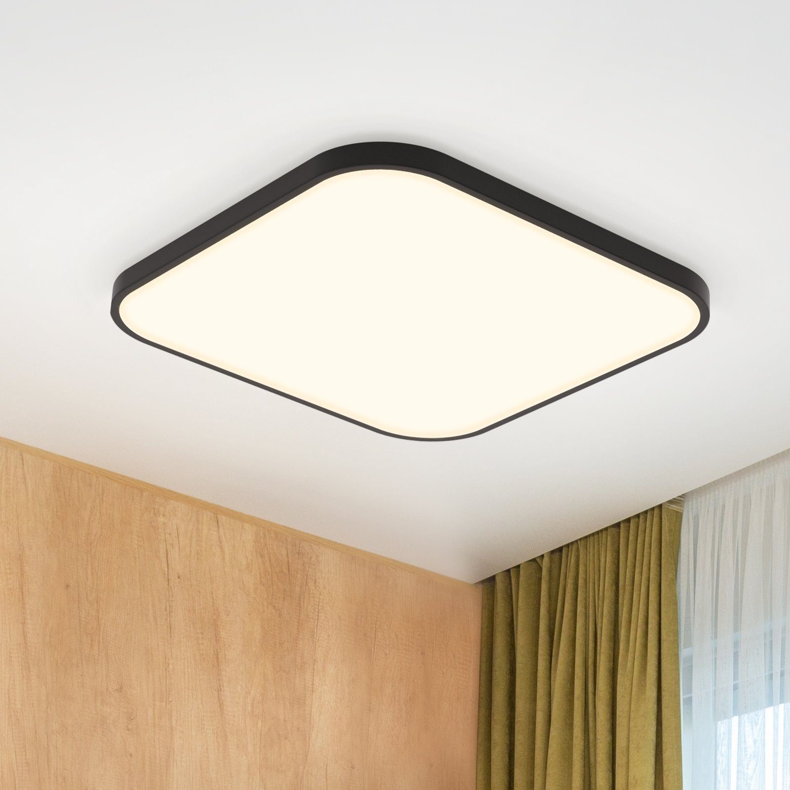 NETTLIFE LED - taklampa, 4000K, 19W, 27cm, sovrums- och kökslampa, svart fyrkantig Badrum IP44 Badrumslampa