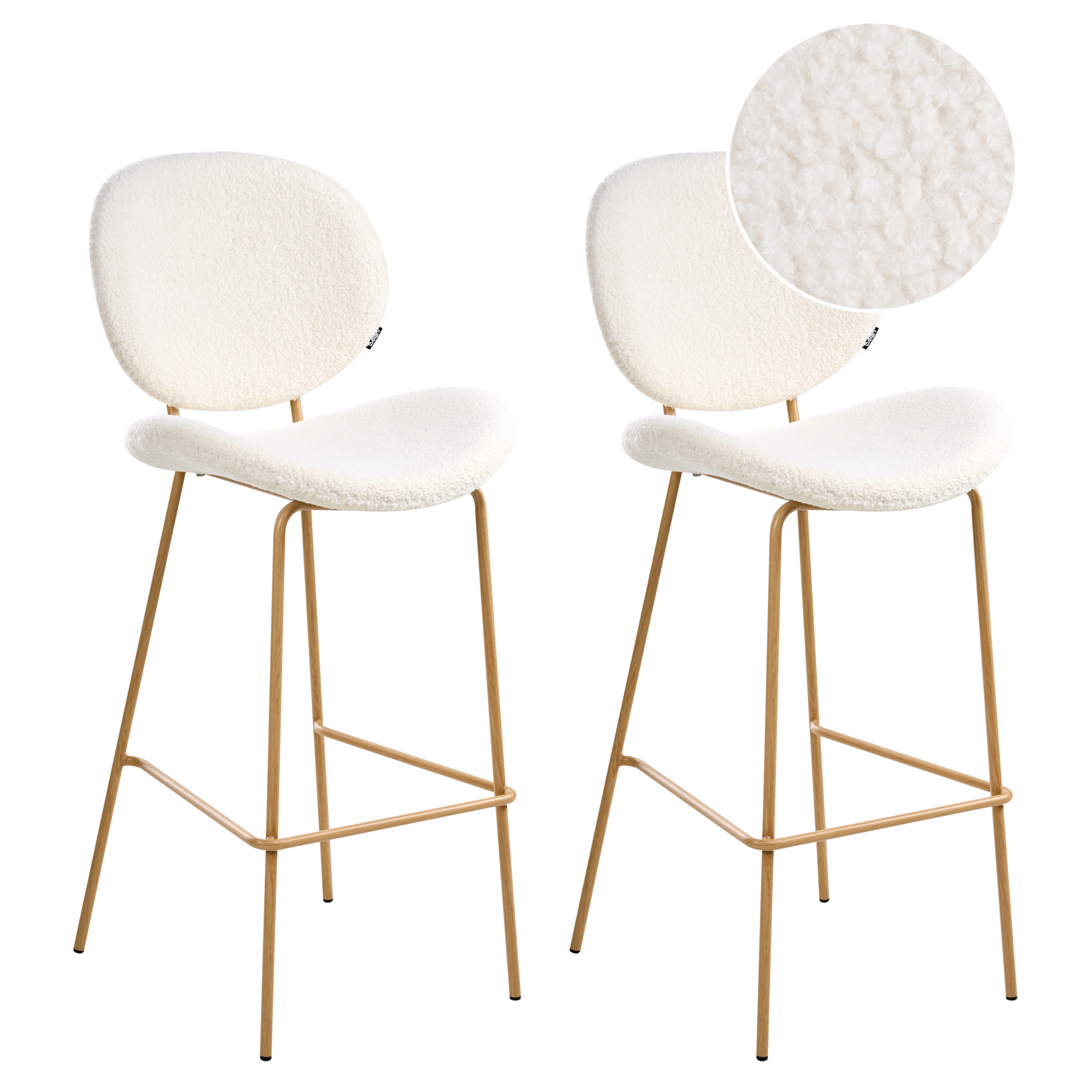 Set med 2 barstolar LUANA Bouclé Vit