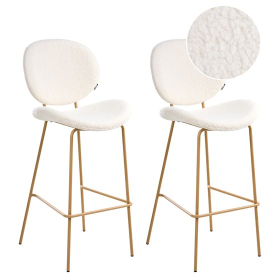 Set med 2 barstolar LUANA Bouclé Vit