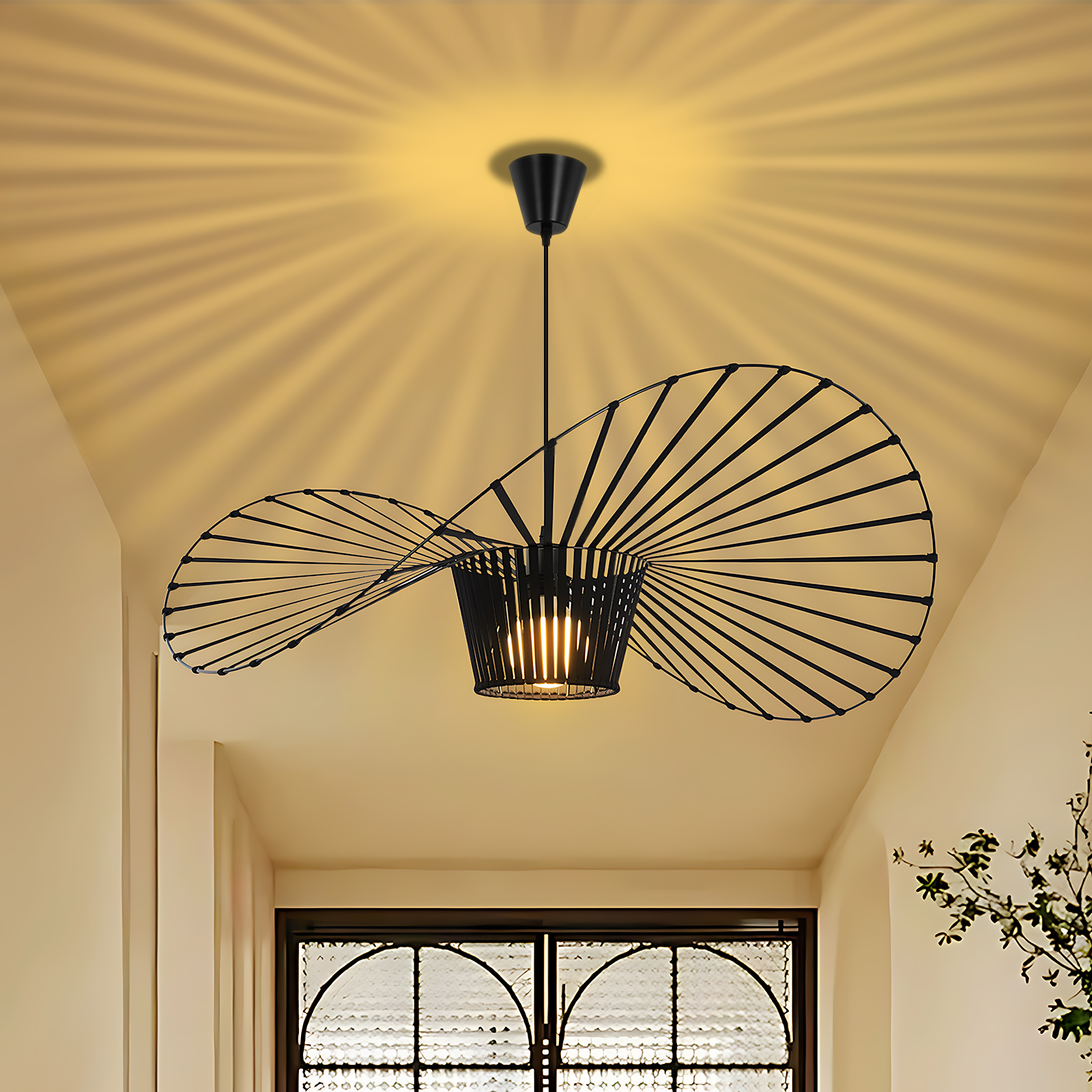 NETTLIFE svart pendellampa, E27 modern, diameter 60 cm polykarbonat, designsockel max. 40 W för vardagsrum, matsal, utan glödlampa