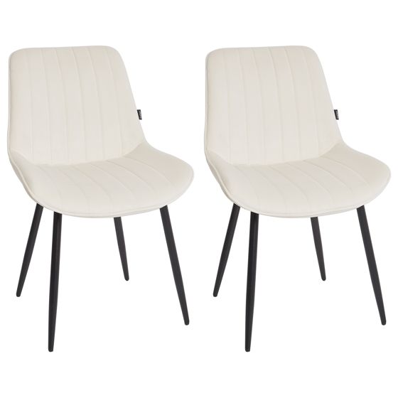Set med 2 matstolar DUBROVNIK Sammet Ljusbeige
