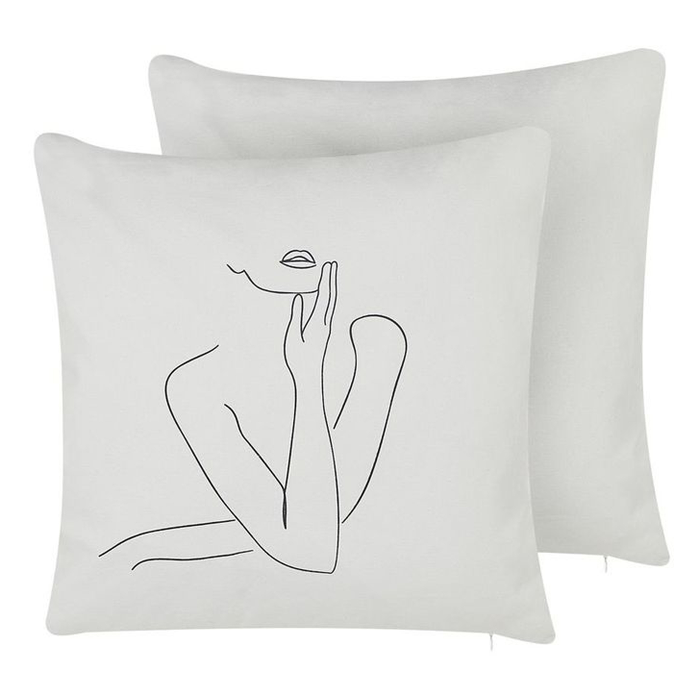 Set med 2 prydnadskuddar MEADOWFOAM 45 x 45 cm Bomull Vit Abstrakt tryck