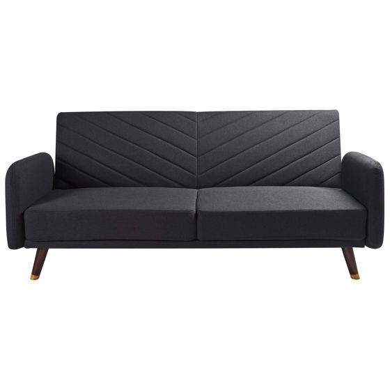 Bäddsoffa 3-sits SENJA Konstlinne Svart