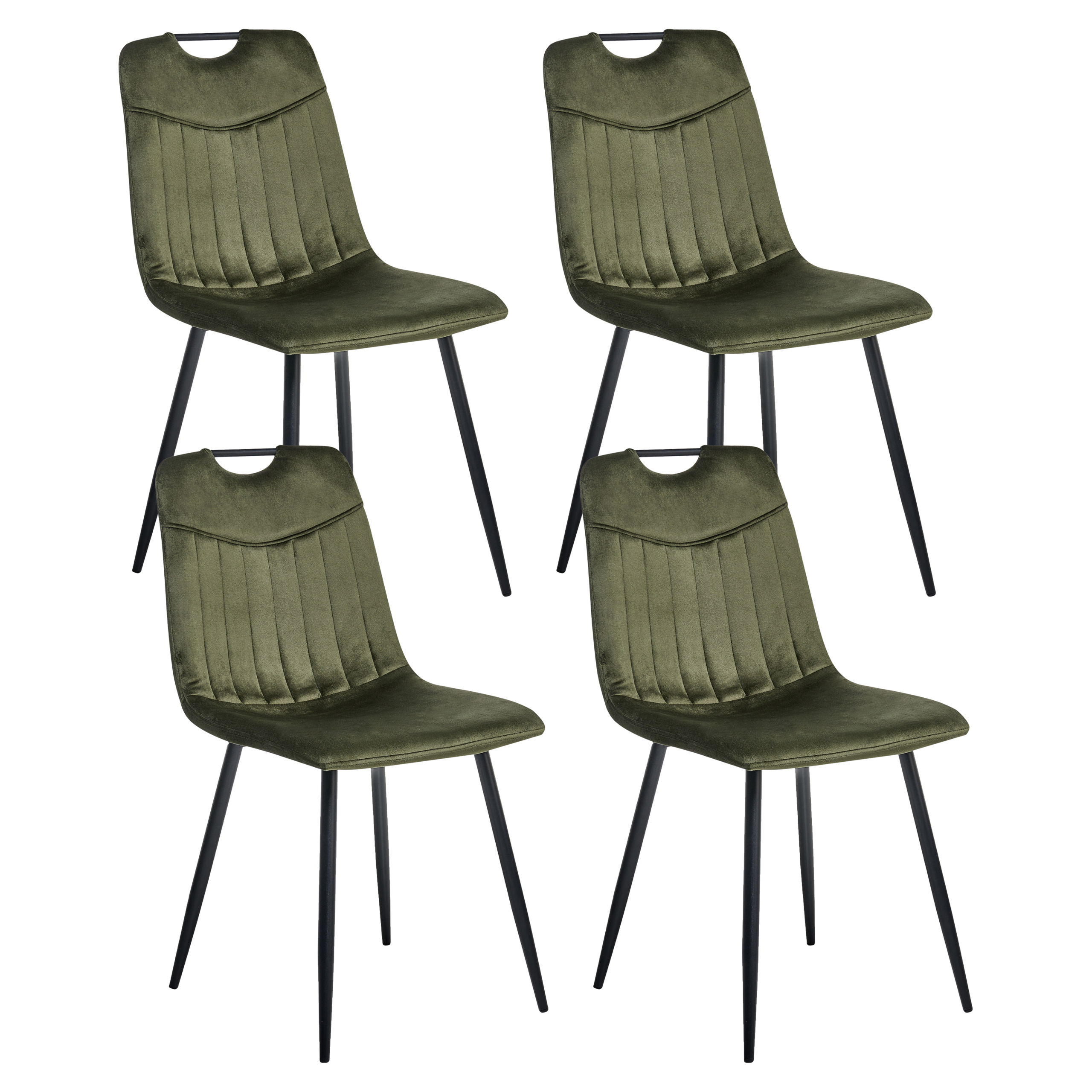 Set med 4 matstolar ARGYLE Sammet Mörkgrön