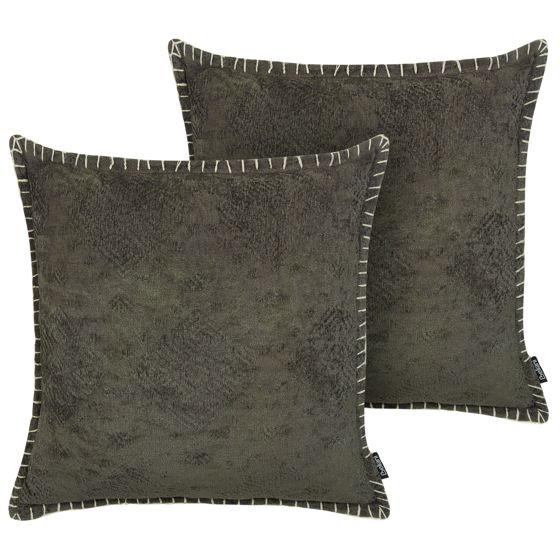 Set med 2 prydnadskuddar MELUR 45 x 45 cm Grå Monokromt