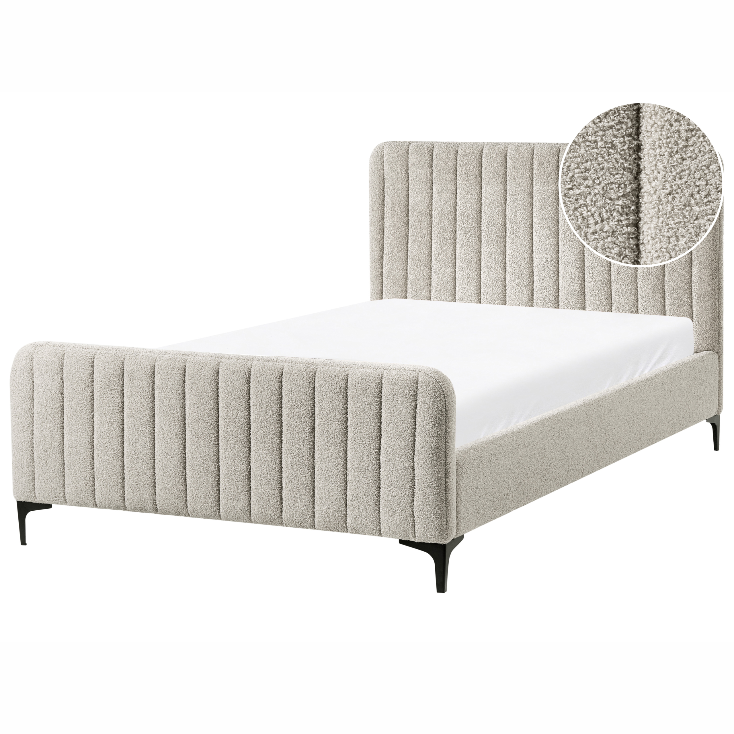 Säng med lamellram Bouclé LUNAN 120 x 200 cm Beige