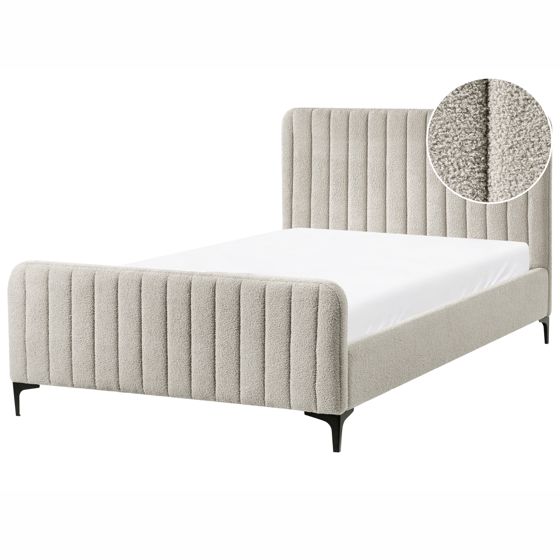 Säng med lamellram Bouclé LUNAN 120 x 200 cm Beige