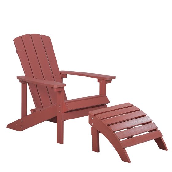 Trädgårdsstol ADIRONDACK med fotpall Röd