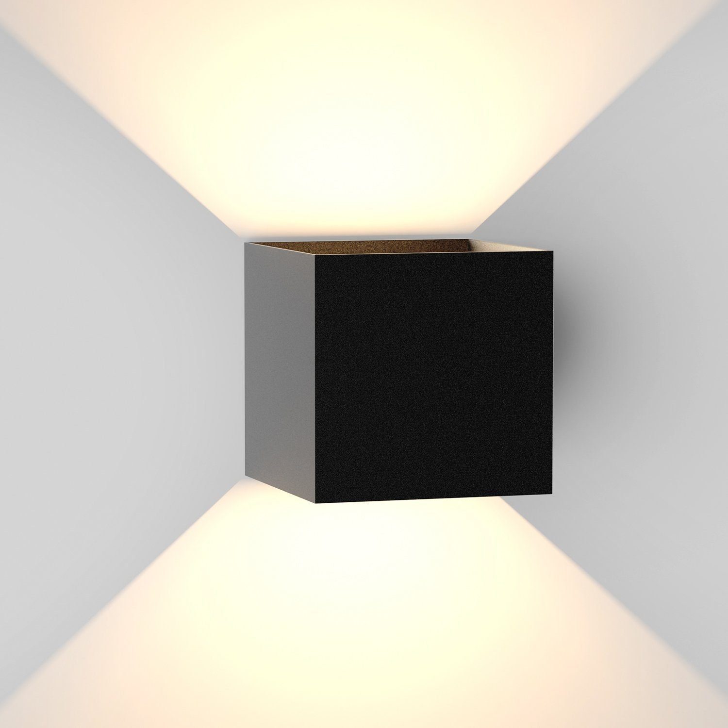 NETTLIFE LED - vägglampa för inomhusbruk, svart, för utomhusbruk, 5 W, utomhusbelysning, upp- och nerljus - vägglampa, IP65, 3000 K, varmvit