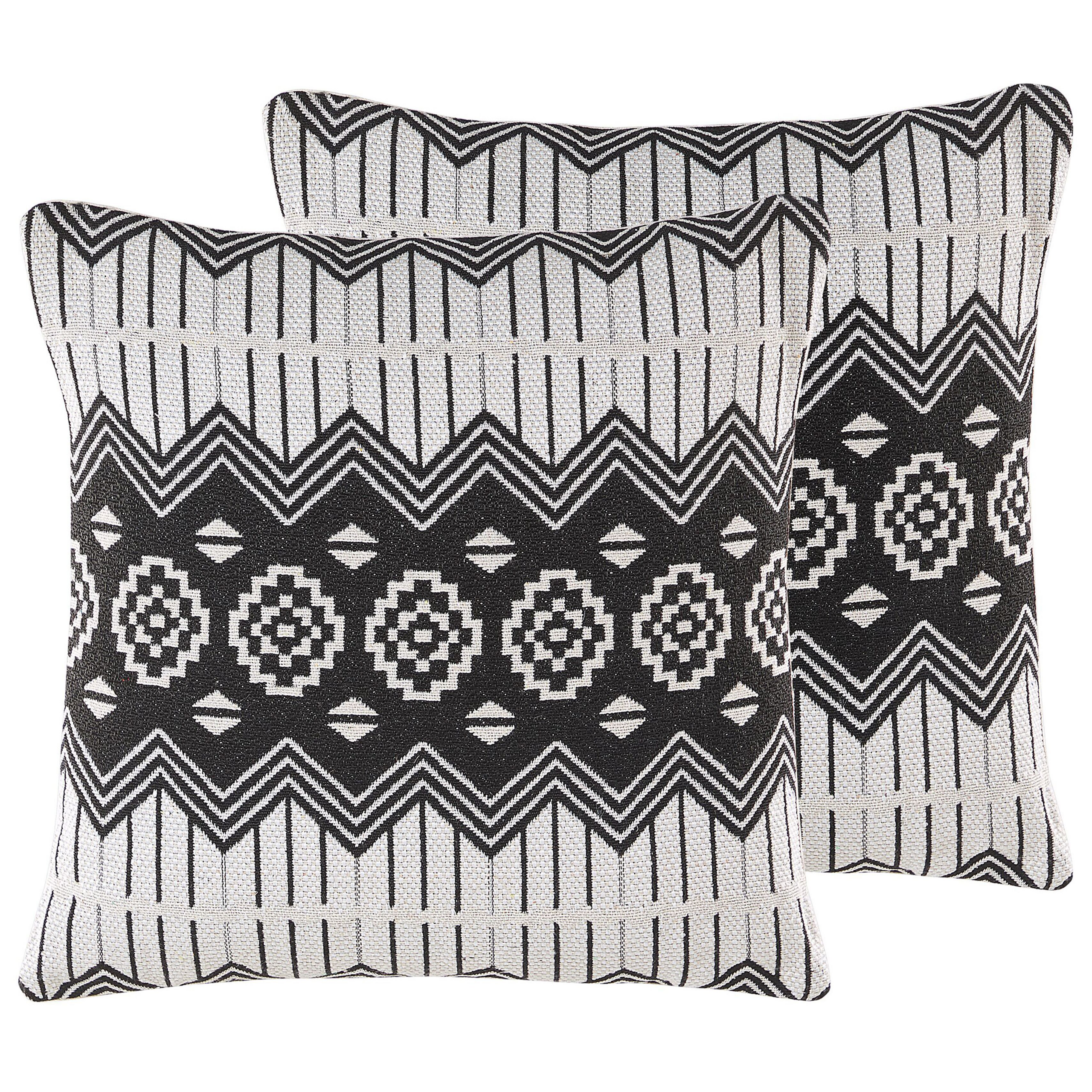 Set med 2 prydnadskuddar CARDAK 45 x 45 cm Bomull Svart/ Vit Geometriskt tryck