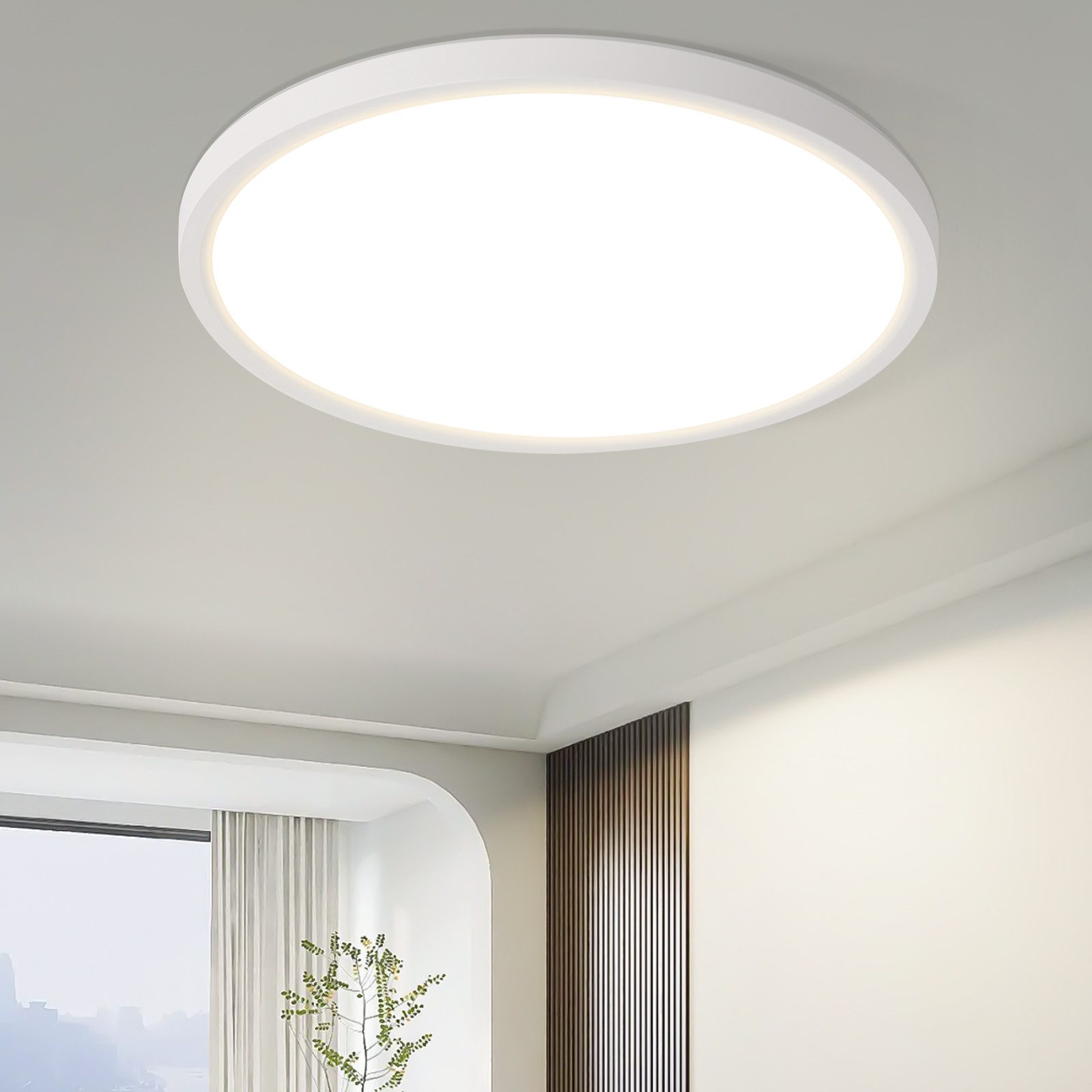 NETTLIFE platt, LED-taklampa, för sovrum, svart, 18 cm, 15 W, ej dimbar, varmvit, 3000 K