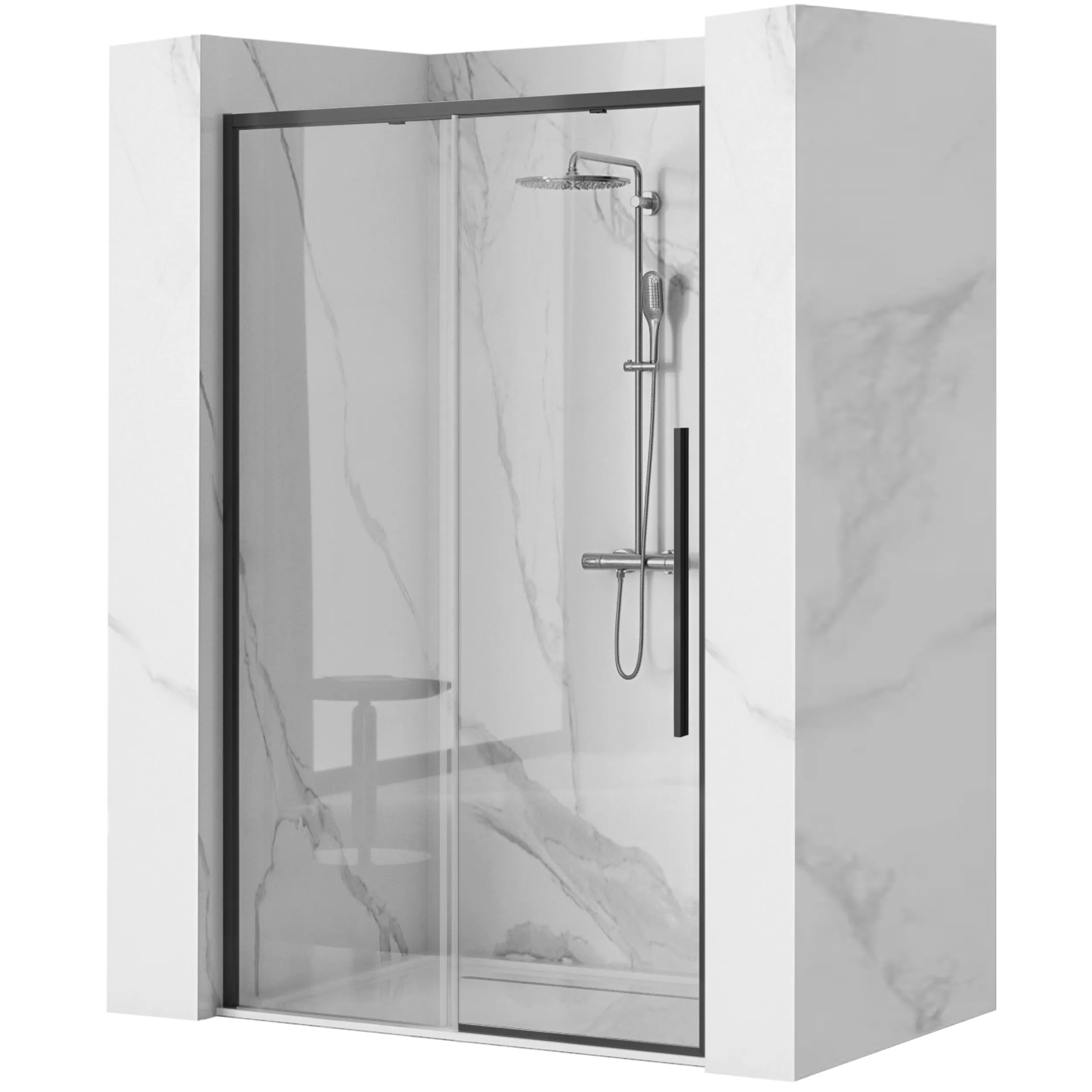 REA Duschdörr SOLAR 130 Svart, 2,2x130x195cm