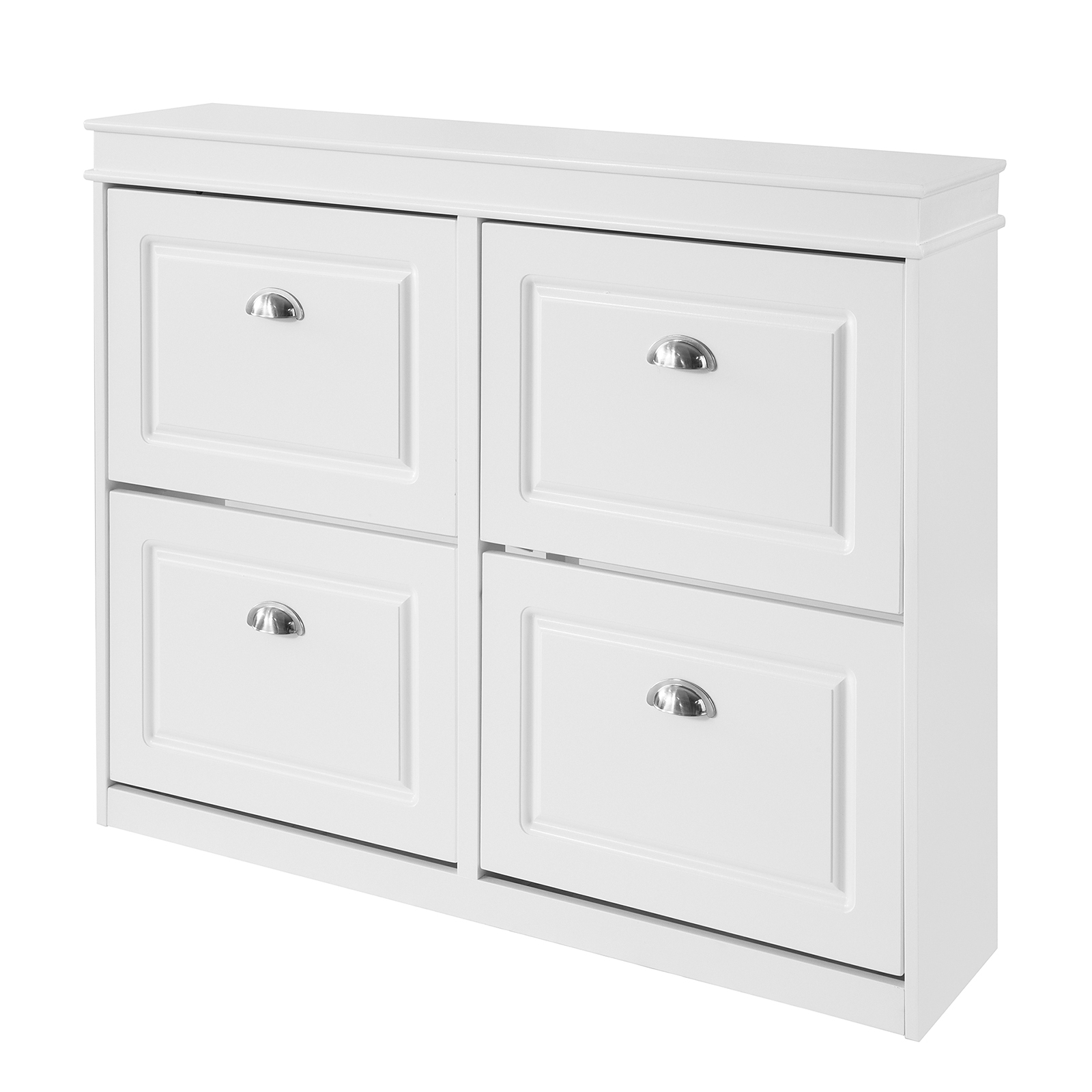 SoBuy Smalt Skoskåp Skobänk med Förvaring – Sittbänk med Klaffar för Hallförvaring och Organisera Hallen – Modern Design i Vit Trä, Lätt att Rengöra, 150kg, 104x24x52cm – FSR79-W