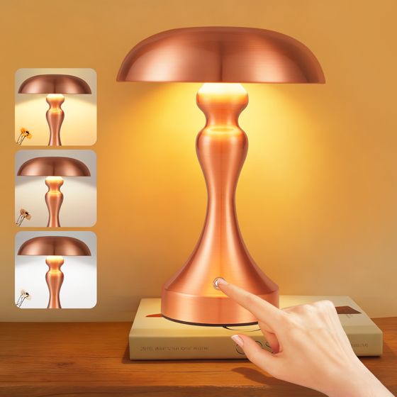 NETTLIFE LED-sänglampa, dimbar med beröring, trådlös, USB-laddningsbar, vintagestil